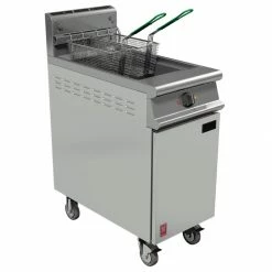 Falcon Dominator Plus Twin Basket Gas Fryer With Filtration & Fryer Angel In Castors