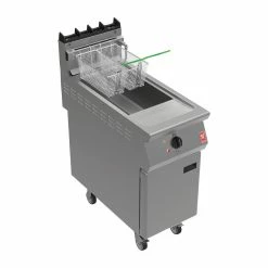 Falcon F900 Twin Basket Fryer With Filtration & Fryer Angel On Castors