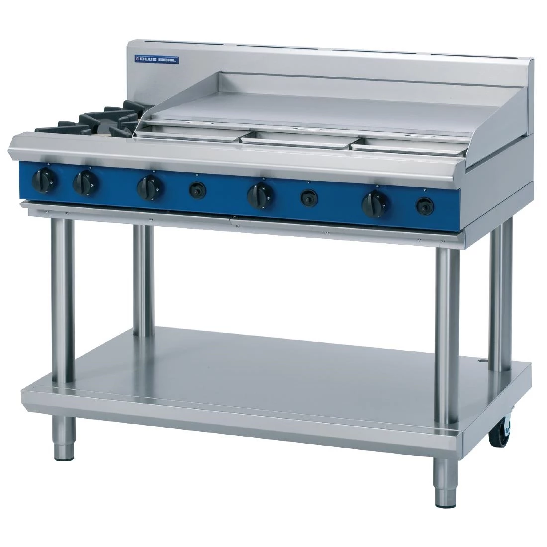 Blue Seal Evolution Cooktop 2 Open/1 Griddle Burner On Stand 1200mm