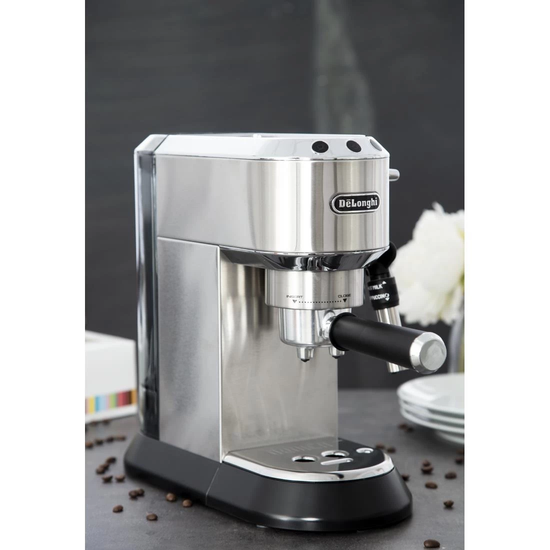 DeLonghi Dedica Espresso And Coffee Maker Silver EC685.M - Image 8