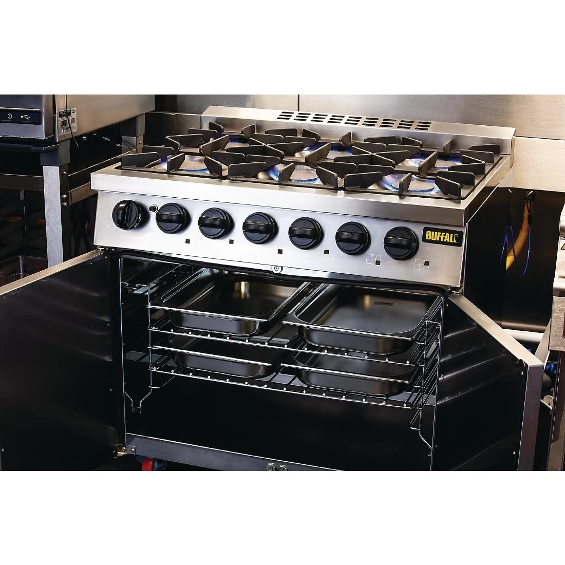 Buffalo 6 Burner Gas Oven Range With Castors - Image 2