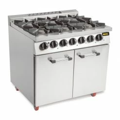 Buffalo 6 Burner Gas Oven Range With Castors