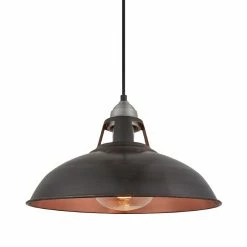 Industville Old Factory Slotted Heat Pendant Pewter And Copper 380mm