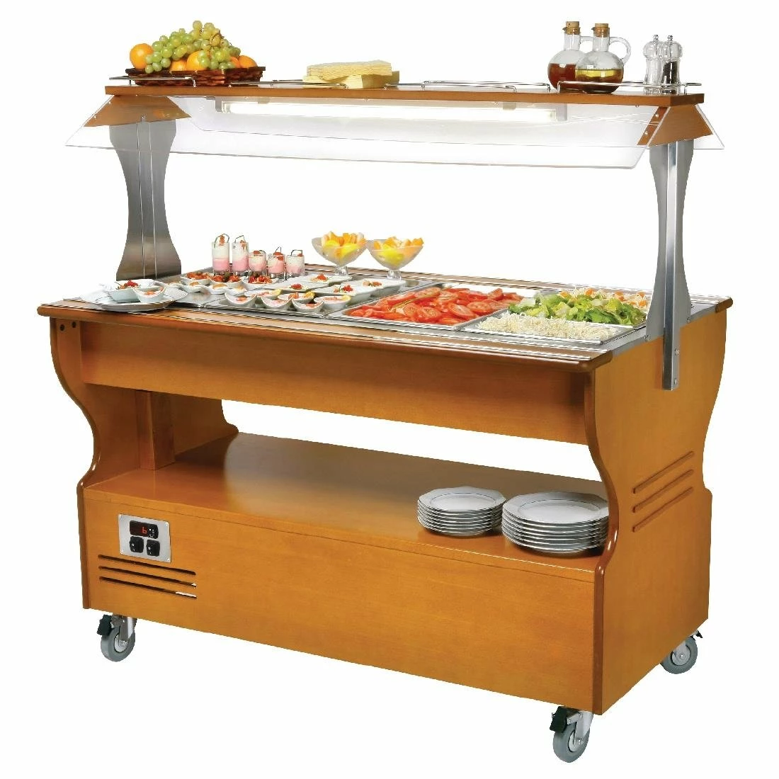 Roller Grill Chilled Salad Bar Light Wood SB40F - Image 2
