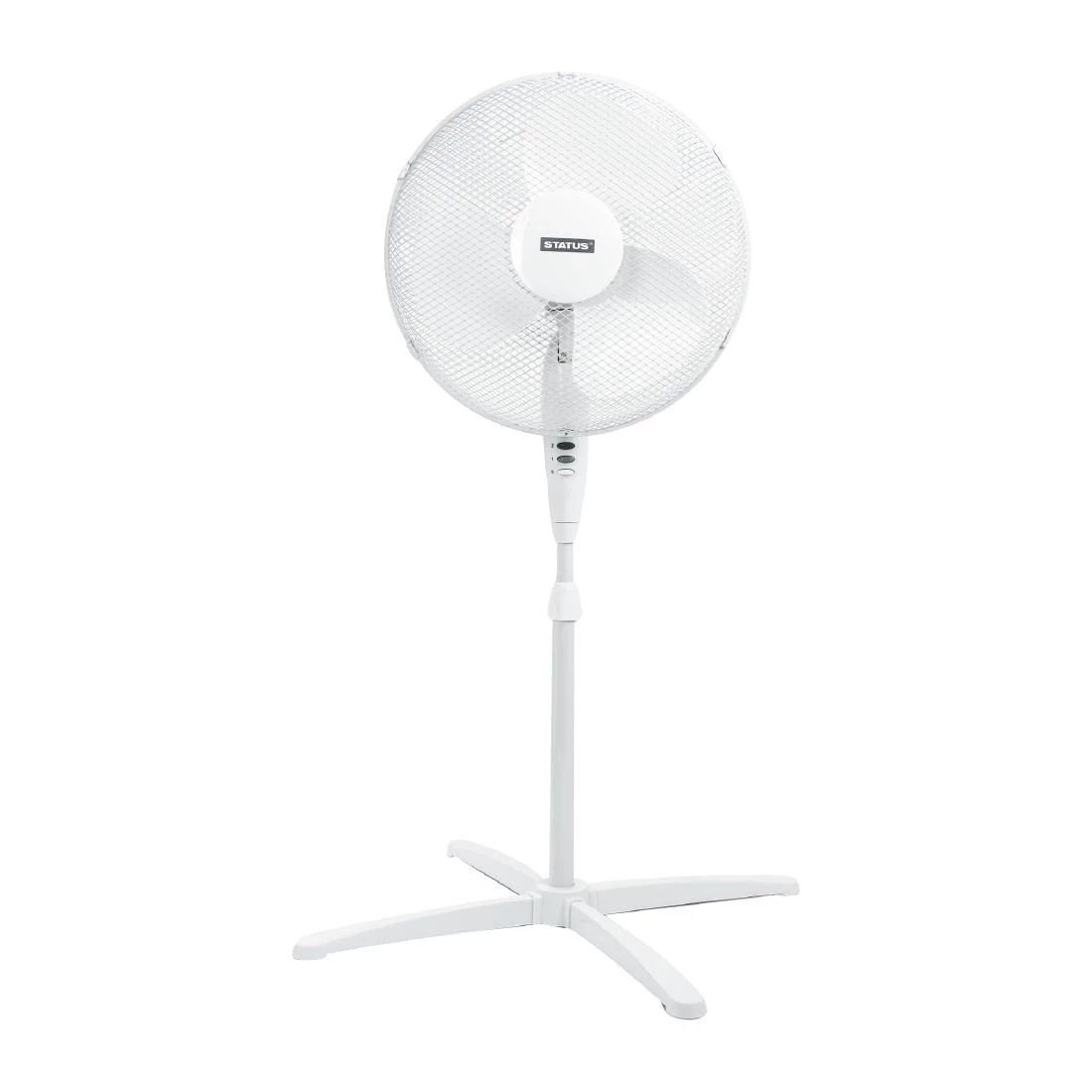 Status 16" Oscillating White Stand Fan